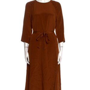 Cuyana Silk Brown Long Sleeve Maxi Dress Size S/M NWOT